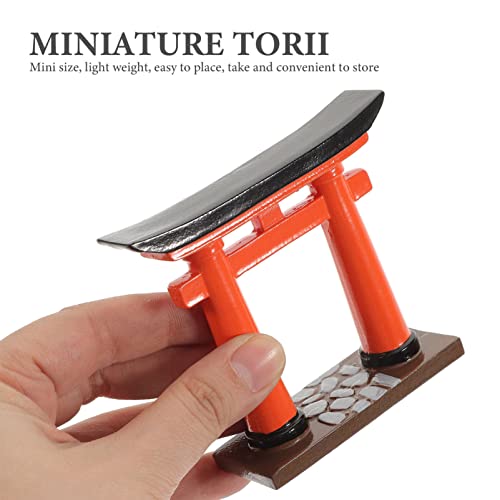 Image of STOBOK Japanese Torii Gate Miniature Shrine Fairy Gardens Decor Zen Garden Japan Torii Gate Prop Altar Shelf Bridge Landscape Ornament for Aquarium Fish Tank Decor