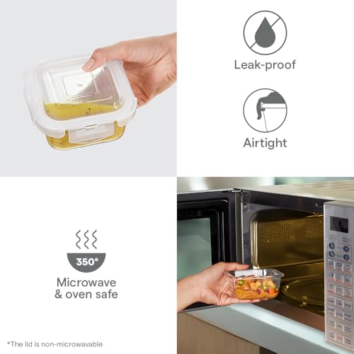 Image of Borosil Elite Lunchbox | 320ml x 2 Square Container Set | Made in India Borosilicate Glass | Microwave & Dishwasher Safe, Leakproof | Tiffin for Office /School /College | Vertical