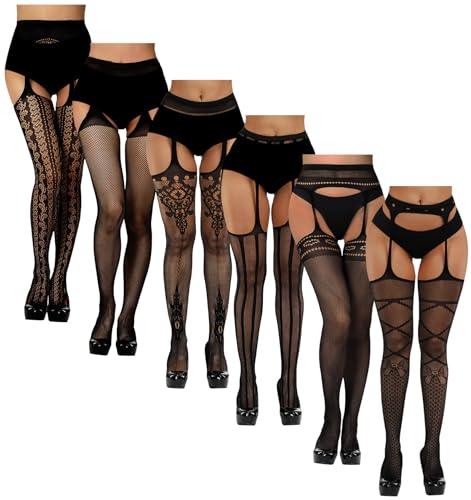 Image of Chalier Fishnet Stockings Lace Tights Thigh High Stockings for Women
