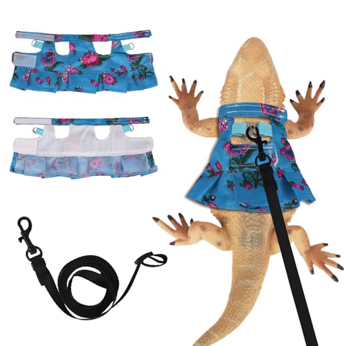 Juego de arnés y falda de correa de dragón barbudo ajustable, correa de lagarto para reptiles, vestidos de cuerda, kit de iniciación, accesorios para animales pequeños, entrenamiento de caminata al
