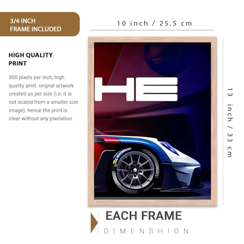 Image of HOMESY Sports Car Framed Posters Gift Items for Boys Room | Wall Decoration for Bedroom Living Room Office Gaming Room Decor | Sports Cars Poster with Frame for Wall Decor Set Of 3 Size (10x13 inch, BROWN)