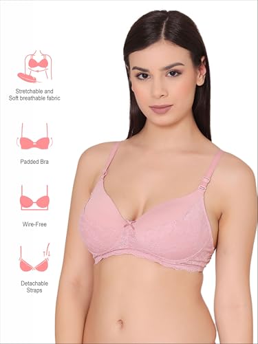 Image of Groversons Paris Beauty Women's Padded, Non-Wired, Multiway, T-Shirt Bra with lace (BR097)
