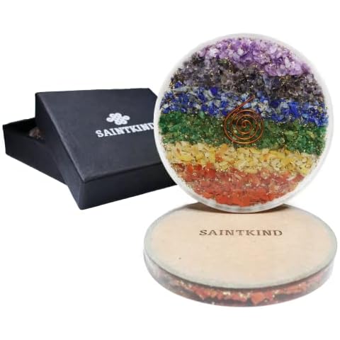 Posavasos de orgonita de cristal con base de madera antideslizante Cover