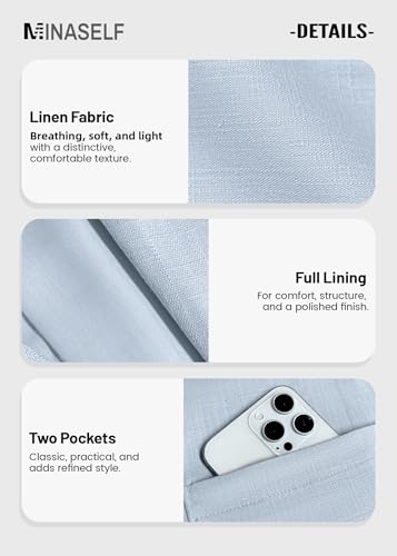 Image of Mina Self 2026 Summer Women's Linen Blazer Jacket - Lightweight Breathable 3 /4 Stretchy Ruched Sleeve Casual Work with Pocket
