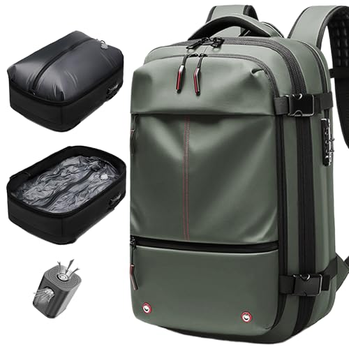 Image of IKYWT Vacuum Seal Backpack Travel with Ultra-Power Pump, 80L Expandable Travel Backpack with Vacuum System w /TSA Lock