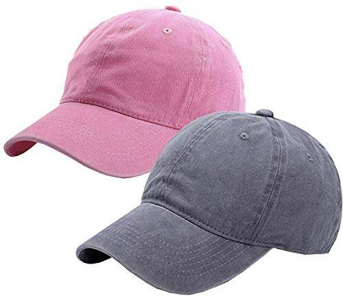 Kids Baby Girls Hat Washed Baseball Cap Cotton Solid Sun Hats for Children Fit for 2-7 Years