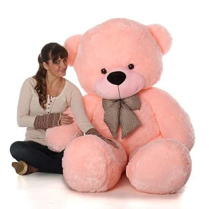 Image of Giant Plush Teddy Bear - Soft, Cuddly Plush Toy for Valentine's Day, Birthdays, Anniversaries for Kids, Girls, & Loved Ones 60 Inch Stuffed Animal Toy - Soft Pink Bear 152cm