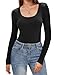 Zeagoo Women's Black Crew Neck Long Sleeve Shirts Soft Fashion Basic Layer Slim Fit T-Shirt Thermal Underwear Tops