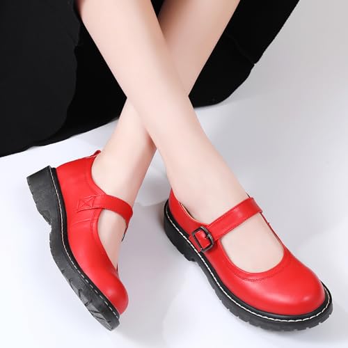 Image of Mary Jane Shoes Women Mary Janes Mary Jane Flats Comfortable Flat Leather