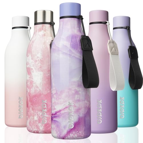 Image of BJPKPK Insulated Water Bottles, 25 oz Stainless Steel Metal Water Bottle with Strap, BPA Free Leak Proof Jugs, Mugs, Flasks, Reusable Thermal Flasks for Sports & Travel, Dawn
