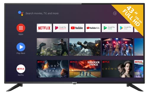 RCA RS43F2 Android Smart TV 43 Pouces (109 cm) Téléviseur avec Netflix, Prime Video, Youtube, WiFi, télécommande BT avec Microphone, Triple Tuner