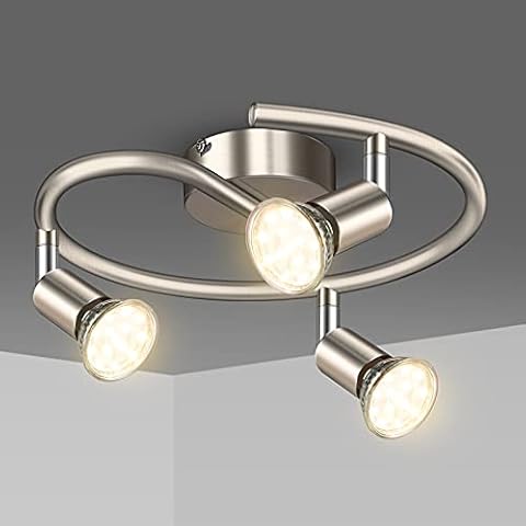 Uchrolls LED Ceiling Light Round Rotatable,3 Way Modern Ceiling Spotlight for Kitchen, Living Room and Bedroom, Complete with 3X 3.5W GU10 LED Light Bulbs (380LM, Warm White) Cover