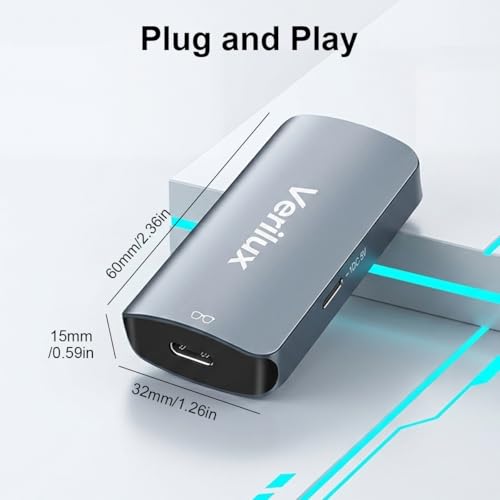 Image of Verilux Type C to HDMI Adapter, 4K@60Hz USB C Female to HDMI Female Adapter with HDR, Plug & Play Video for RayNeo, XREA-L Air, Rokid Air, Thunderbird AR, Switch Base, Steam Deck Base, PS4, PS5