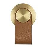 Triumph Hardware Leather Drawer Knob Pull Handle,Premium Faux Leather Cabinet Pulls,Set of 6 Leather Drawer Pull for Wardrobe,Kitchen,Bathroom,Modern and Simple Drawer Strap,Brass Brown