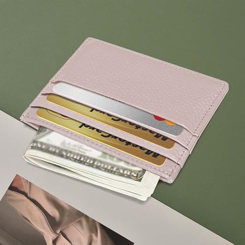 Image of M-Plateau Super Slim Genuine Leather Credit Card Wallet | Card Holder, Small Wallet for Man and Women with 6 Card Slots and 1 Pocket (Apricot)