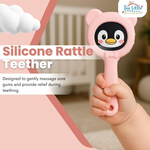 Image of THE LITTLE LOOKERS Teether for Baby | Musical Rattle Teethers for 3 to 24 Months | Silicone Rattle Teether | BPA-Free for Easy Teething | Jhunjuna, Baby Feeding Toys (Pink)