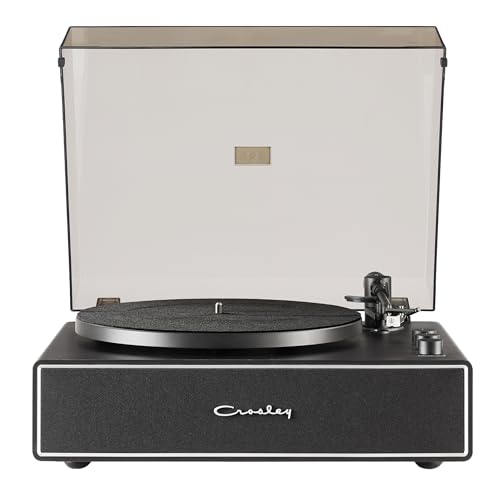 Image of Crosley CR6046A-BKSL Stave 2-Speed Bluetooth Record Player Turntable with Built-in Speakers, Black