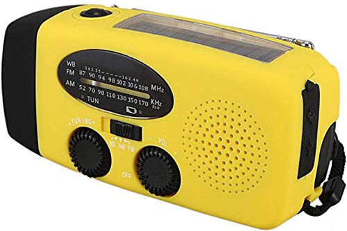 Preisvergleich Produktbild YHML Radio 5-In-1 Notbewegliches AM FM Radio-Energien-Bank Manuell Angetriebener AM / FM / Solar Radio Mit LED-Taschenlampe,Gelb