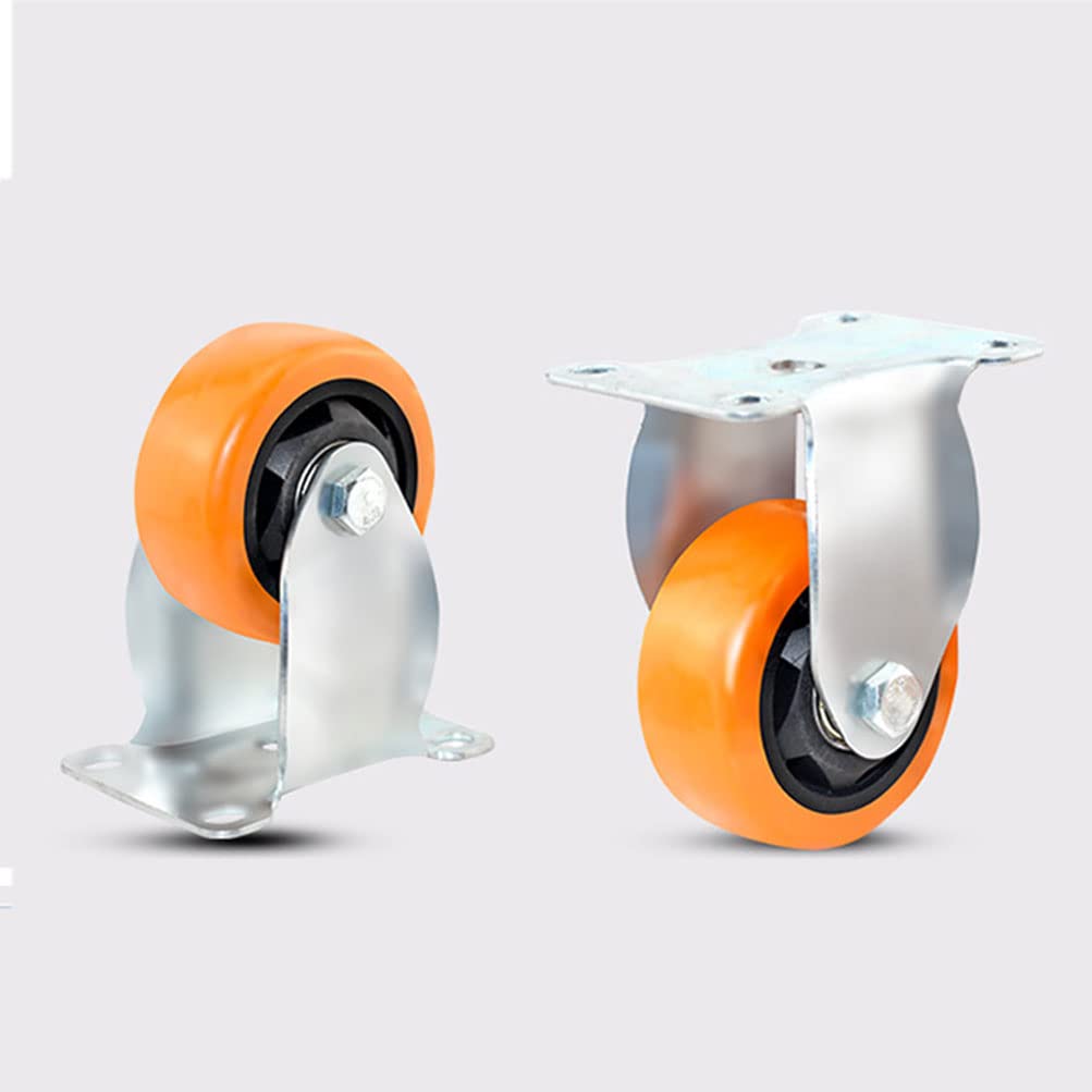 Juego de 4 Ruedas giratorias Poliuretano Alta Resistencia | Ruedas silenciosas con ruedas con rodamientos de bolas dobles for pisos de bancos de trabajo(125mmDirectional x2+Brake x2)