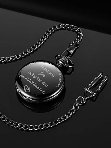 Montre poche à quartz pour beau-père avec cadran noir rétro - 5