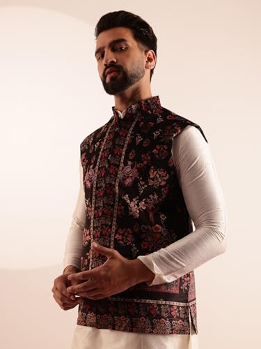 Image of SOJANYA (Since 1958 Men's Velvet Nehru Jacket With Paisley Print