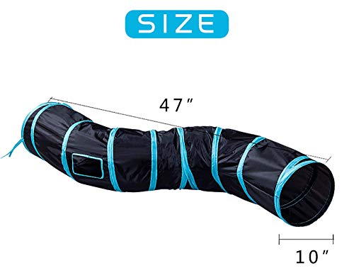 Image of iCAGY Cat Tunnel for Indoor Cats Interactive, Rabbit Tunnel Toys, Pet Toys Play Tunnels for Cats Kittens Rabbits Puppies Crinkle Pop Up Black 47 inch Shape S