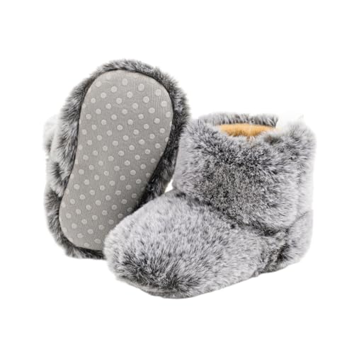 Image of Infant Unisex Warm Fur Lining Soft Boots Baby Winter Ankle Non-Slip Rubber Texture Sole Toddler Winter Snow Crib Shoes