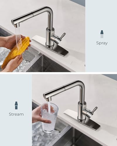 Image of FORIOUS Kitchen Sink Faucet, with Pull Out Sprayer, Single Handle, Chrome