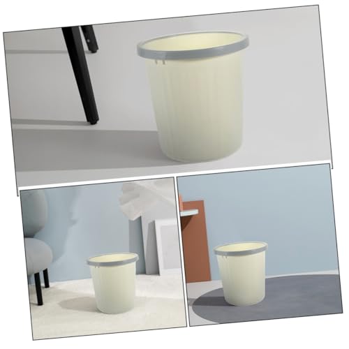 Caneca de basura rectangular beige para oficina y hogar miniatura 4