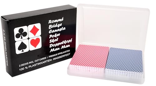 WiMi 12 X Premium Spielkarten Bridge Canasta Skat Poker Doppelkopf Rommé Karten Pokerkarten 100 Prozent Plastik -Duo Box Edition – Bild 3