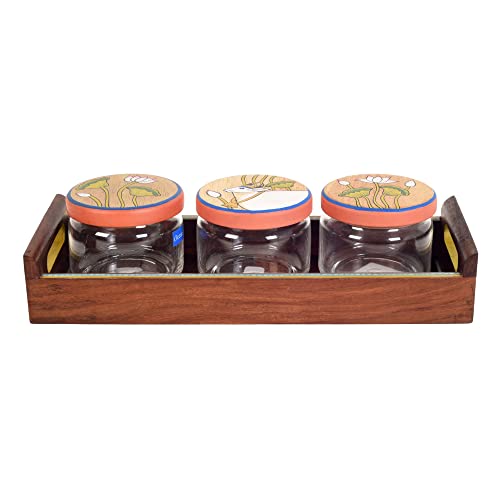 Image of AAKRITI ART CREATIONS Pichhwai Leela Snacks Sotrage Jars S03
