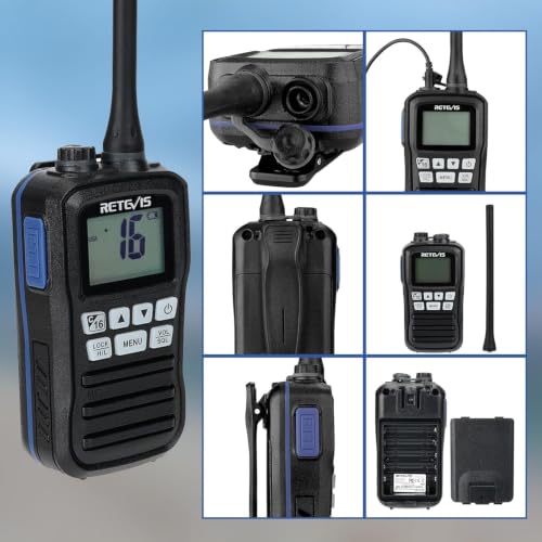 Image of Retevis RM01 Handheld Marine Radio, Floating IP67 Waterproof & Portable Marine Two-Way Radio, NOAA, International Channels, Vibration Drainage, Boat Maritime Radio for Kayak Fishing Youth (1 Pack)