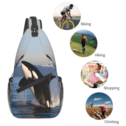 Mochila tipo Sling Crossbody Negra para Senderismo miniatura 5