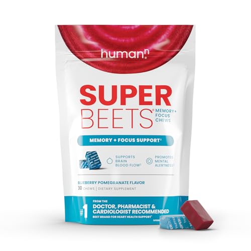 humann superbeets brain supplements for memory and focus chews mental alertness clinically studied nootropics resveratrol supplement plus beet root powder blueberry pomegranate flavor 30 count