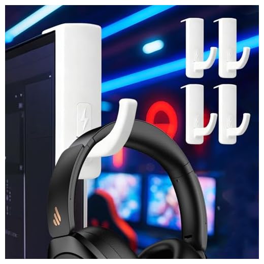 4 PCS Over-Ear Headphone Hook - Heavy-Duty Headset Hanger with Strong Adhesive Pad, Mount for Desk/Wall/Computer, White