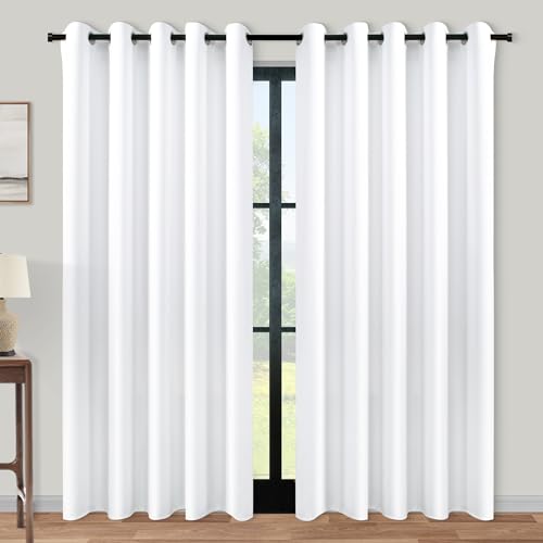 Image of KOUFALL 72x84 Inch Length White Blackout Curtains for Living Room