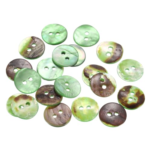 uxcell 20Pcs Natural Shell Buttons 12.5mm 2 Hole Mother of Pearl Blazer Buttons Sewing Craft Shell Discs for Shirt Sewing DIY Crafts Decoration Green