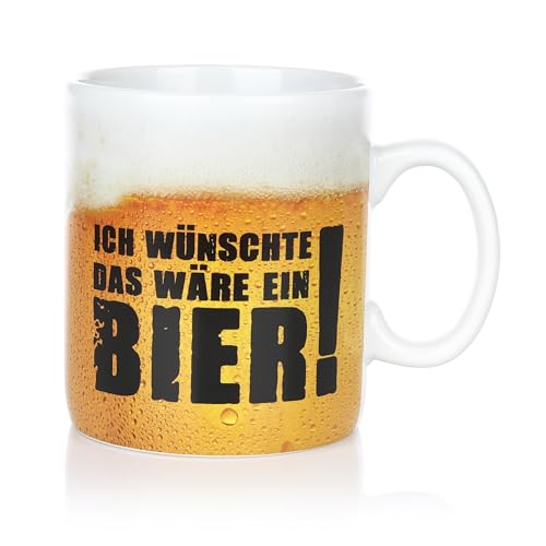 FunX Kaffeetasse Bier - Tasse als lustiges Männergeschenk für Freund, Papa und Bruder - Ideal zu Weihnachten, Vatertag und Geburtstag - 330 ml