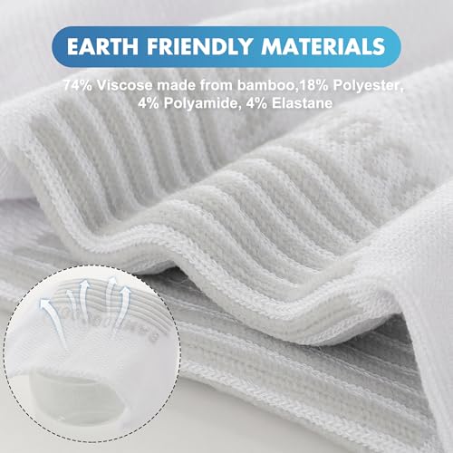 Image of BAMBOO COOL Men's Ankle Socks Moisture Wicking Breathable Odor Control Athletic Cushioned Running Socks Arch Support 8 Pack