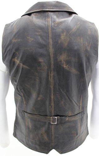 Infinity Men’s Vintage Smart Black Leather Waistcoat2