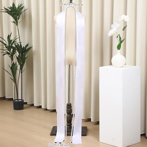 142 Inch Satin Bridal Neck Scarf Long Wedding Neck Scarf Length Draped Bride Wrap White Satin Shawl Bridal Wedding Wrap Long Evening Shawl for Women2