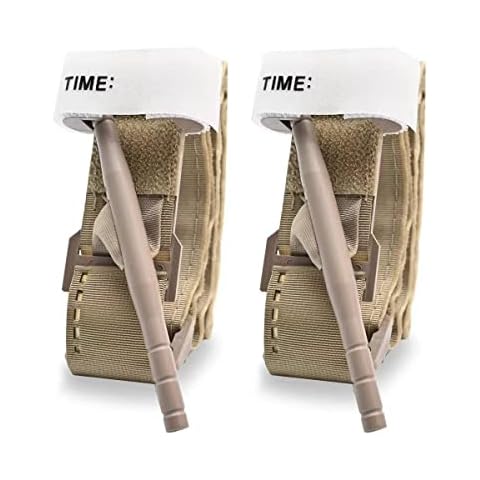 COZYLIFE 2-Pack Emergency Tourniquet First Aid Tactical Life Saving Hemorrhage Control One Hand Operation Hemostatic Bandage (Brown) Cover