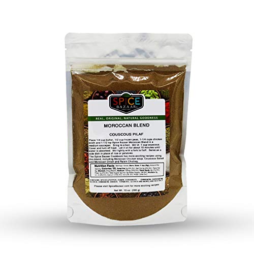 Moroccan Spice Blend / Rub –Flavorful original authentic premium - Natural – Gluten Free – Blended with Sea Salt – 10 Oz - See recipes for: Couscous Pilaf, Couscous Salad, Moroccan Chicken Soup and many more recipes @ Spice Bazaar website. Spice Bazaar since 1987