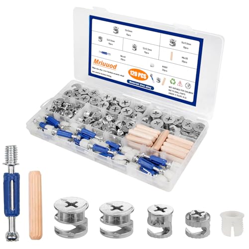 120Pcs 3 in 1 Furniture Cam Lock Hardware Kit Eccentric Connectors