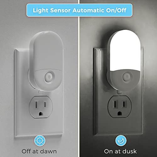 Image of L LOHAS LED Night Light Plug in, 4 Pack 0.6W LED Night Light for Kids, Auto | Dusk to Dawn Sensor Bright Nightlight, Daylight White 5000K, 30 /60lm Small Night-Lights for Adults, Hallway, Kitchen, Stairs