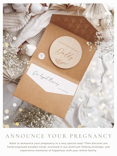 Image of Joli Coon Pregnancy announcement wooden card - You're going to be a daddy with pocketfold envelope and seal sticker - Baby announcement daddy