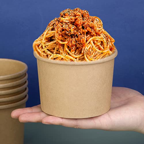Image of Wuadua 25 Pack 12oz Paper Soup Cups with Lids Disposable Ice Cream Cups | Paper Dessert Cups with Lids Disposable Soup Cups Microwavable and Freezer Safe To Go Bowls with Lids for Hot, Soup Ice Cream