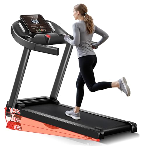 Kdtoll Tapis Roulant Salvaspazio 14km/h, Tapis Roulant Elettrico con Inclinazione 15%, Walking Pad Pieghevole da Casa, Motore Silenzioso 3.0HP, Display LED, Capacità di Carico 136kg