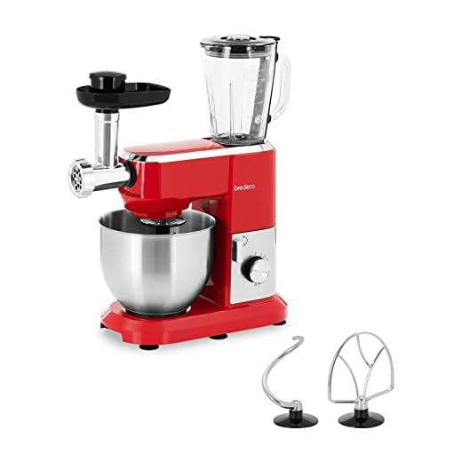 bredeco BCPM-SMM6L - Robot de cocina (incluye batidora, 1300 W), color rojo