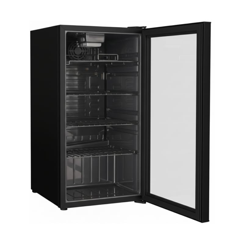 Armoire à Boissons Réfrigérée 92L - Température +2/+10°C - 4 Grilles - Porte avec Serrure - Éclairage LED - Noire